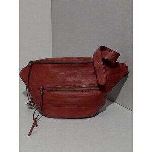 HOBO Roadster Crossbody Bag Brick Red Pebbled Washed Leather Sling Pack Hip Sack